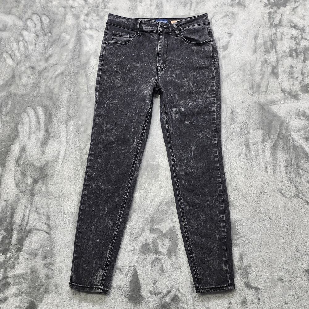 Angel Kiss Jeans Womens 7/28 Black Acid Wash Ankle Skinny Mid Rise Stretch Denim